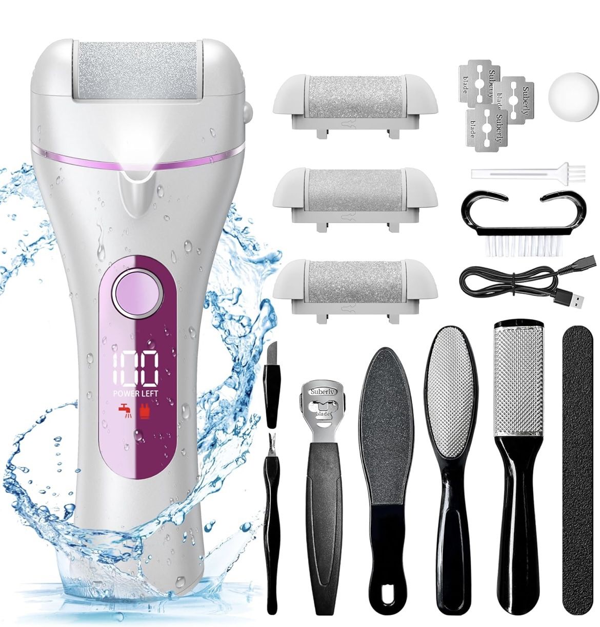 Electric Foot Callus Remover, 16 in 1 Rechargeable Pedicure Kit