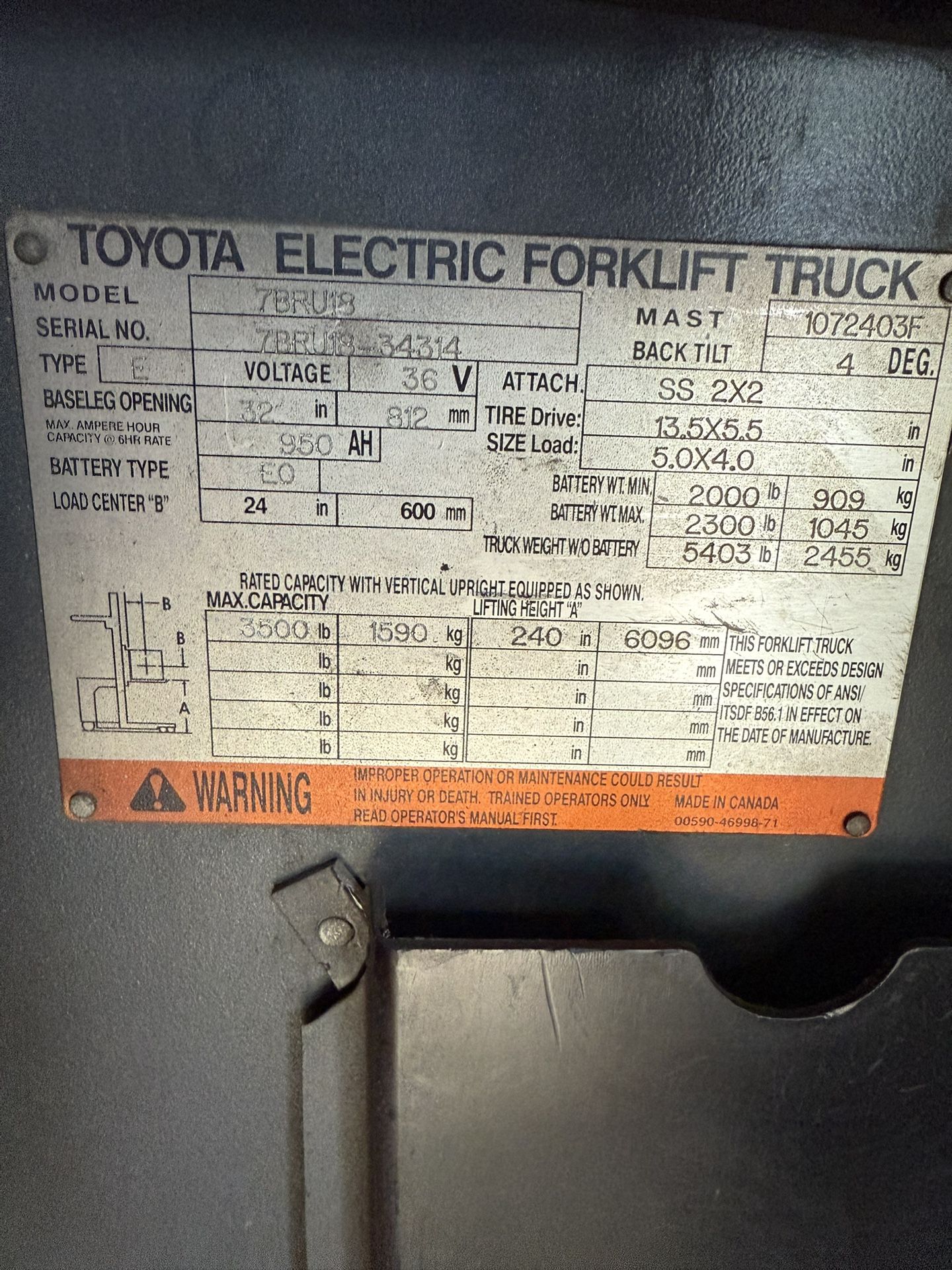 Electric Toyota fork lift