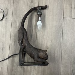 Vintage Cast Iron Cat Lamp Table Light