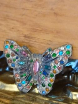 Art deco rhinestone butterfly brooch