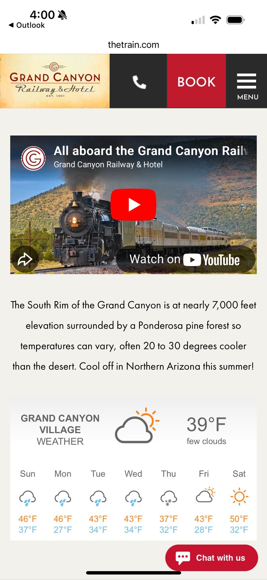 Williams AZ Polar Express to Grand Canyon