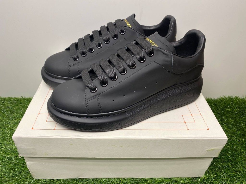 ALEXANDER MCQUEEN OVERSIZED BLACK LEATHER NEW SALE SNEAKERS SHOES