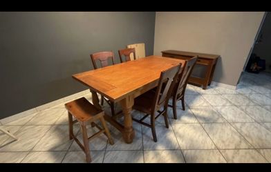 Pottery Barn Solid Wood Dining Set for 6 or 12 includes console table.
