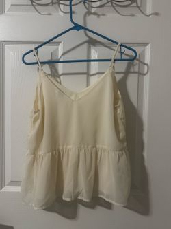 Old Navy Women's Ivory V-Neck Spaghetti Strap Cami Top Beaded Accents M