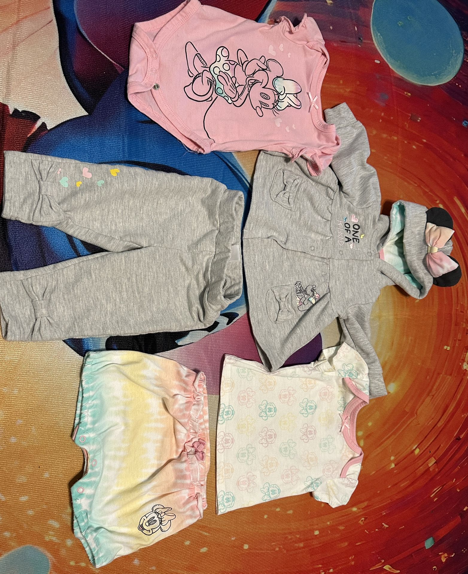 6month Minnie Mouse Outfit (onesie, Pants, Shorts, Sweater, Shirt)