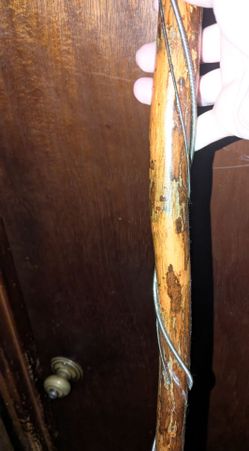 Handcrafted Ozark Mountain Hiking Staff - Custom Bass String Wrap with rubber boot