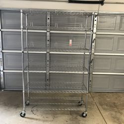 6-Tier NSF-Certified Steel Shelving with Wheels & Locks