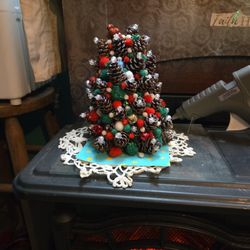 Monica's Decorations Mini Pinecone Trees Handmade With Real Pinecones