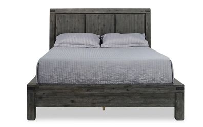 Like new, king platform bed and matching dresser Dark gray finish