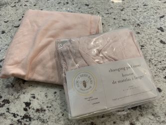 New Burt’s Bees pink baby towel & organic cotton changing pad cover SUMMERLIN