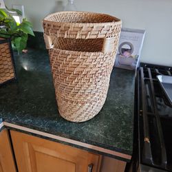 Wicker Trash Bin