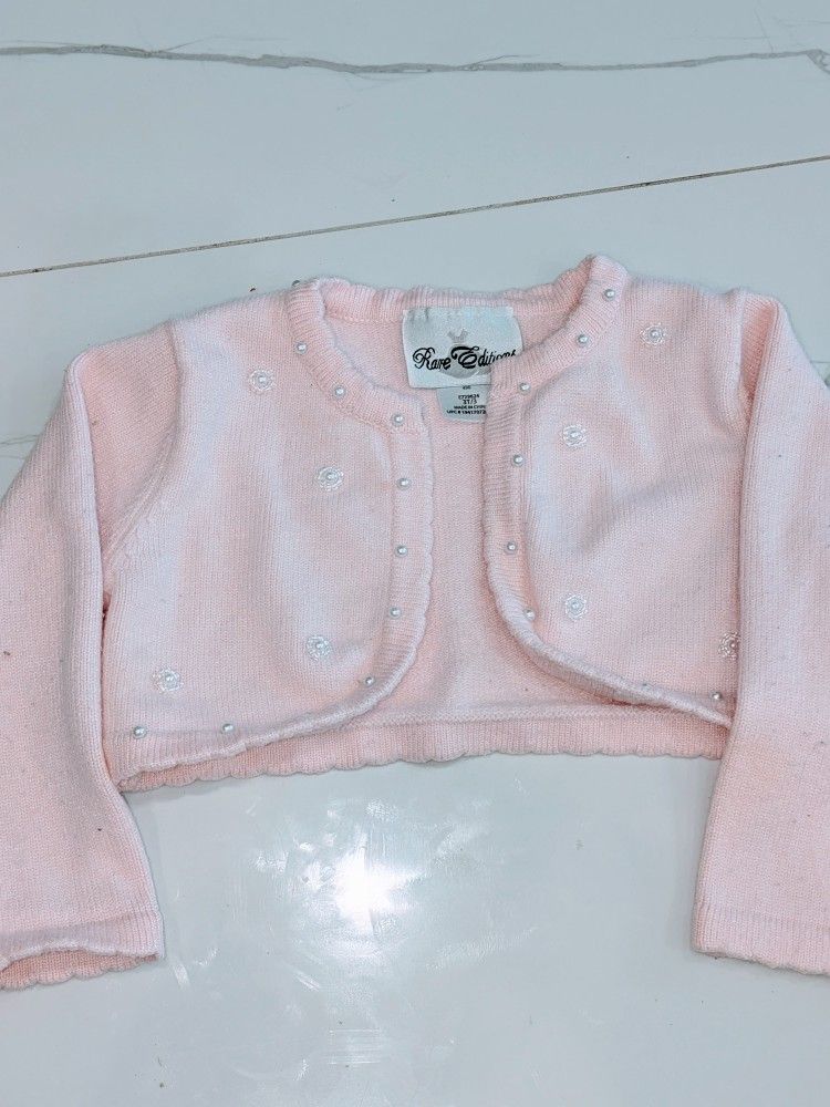 Rare Editions Pink Pearl-Embellished Knit Cardigan – Toddler Girl Size 3T