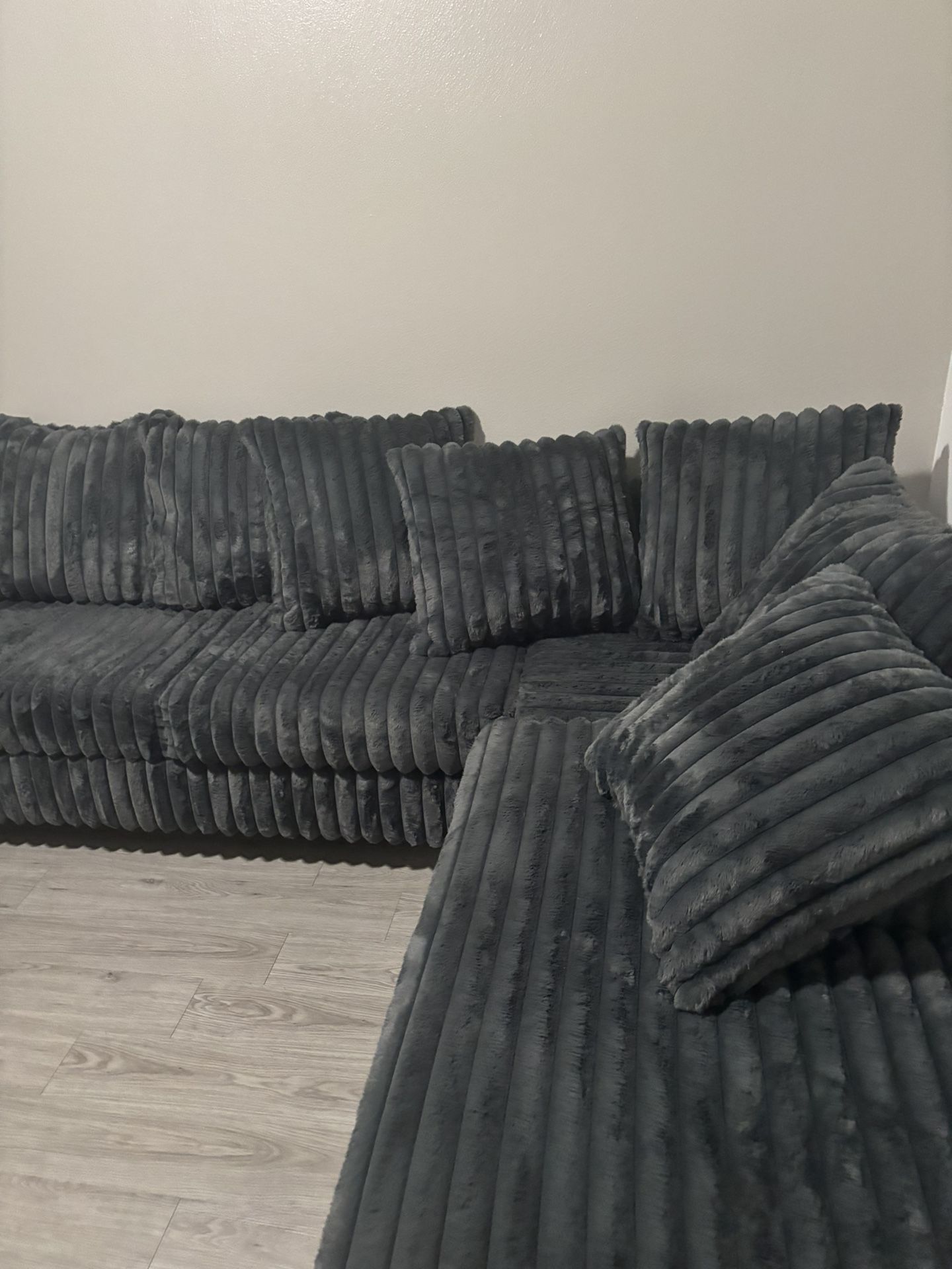 Dark Grey L Shape Couch