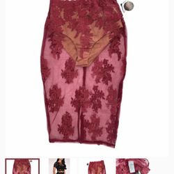 Hot Miami Styles Sheer Lace Pencil Skirt With Attached Panty And Halter Top