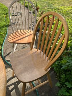 TWO Non-matching Oak Chairs