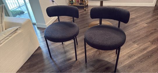Set of 2 Boucle Dining Chairs Black