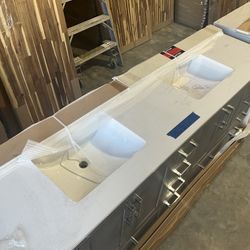 84” Bathroom Vanity in grey , double sink soft close solid wood with vanity top in white  $1299 Luke’s liquidations warehouse Address:  2434 N Forsyth