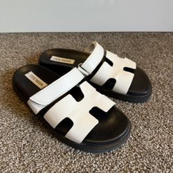 Steve Madden MAYVEN BLACK LEATHER Sandals Women Size 7.5