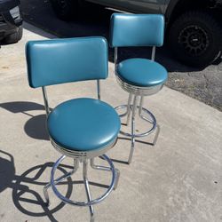 Teal Retro Barstools- Set Of 2