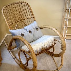 Vintage Rattan Bamboo Rocking Chair
