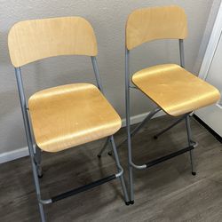 2 IKEA Franklin Bar Stool Foldable High Chairs Model 800.593.03 Seat height 29” H  Pick up in Rocklin, no holds
