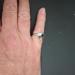 Silver Tone Women's Ring With Simulated Stones 