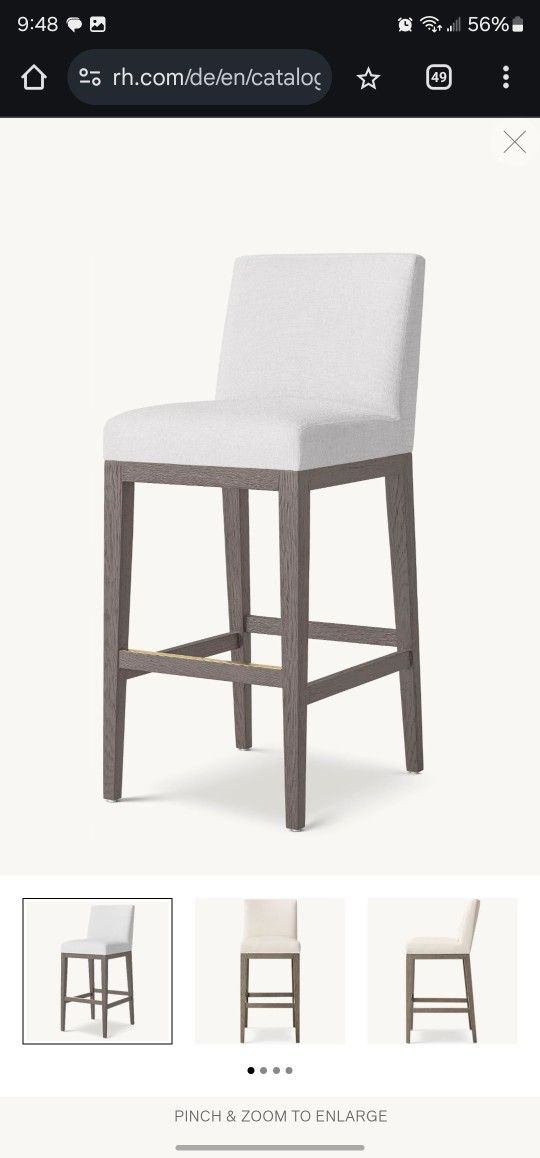 Restoration Hardware Morgan Armless Fabric Bar Stools