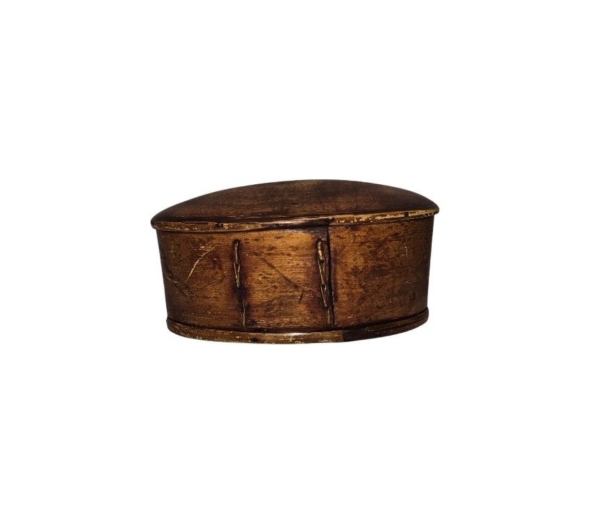 Thai Akha Hill Tribe Bamboo Mulberry Rattan Wood Oval Tobacco Box 8" H × 4¾" L