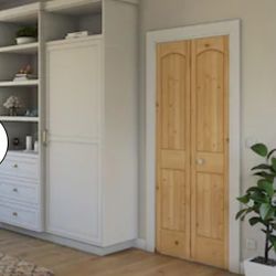 EightDoors 36-in x 80-in Natural 2-panel Smooth Solid core Unfinished Pine Wood Bifold Closet