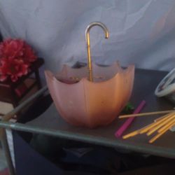 Vintage Pink Glass Umbrella 