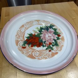Large Vintage Enameled Tray