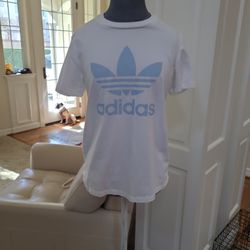 Light Blue Addidas Logo White Shirt! 
