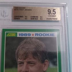 1989 TROY AIKMAN BGS GEM MINT BGS 9.5 ROOKIE CARD