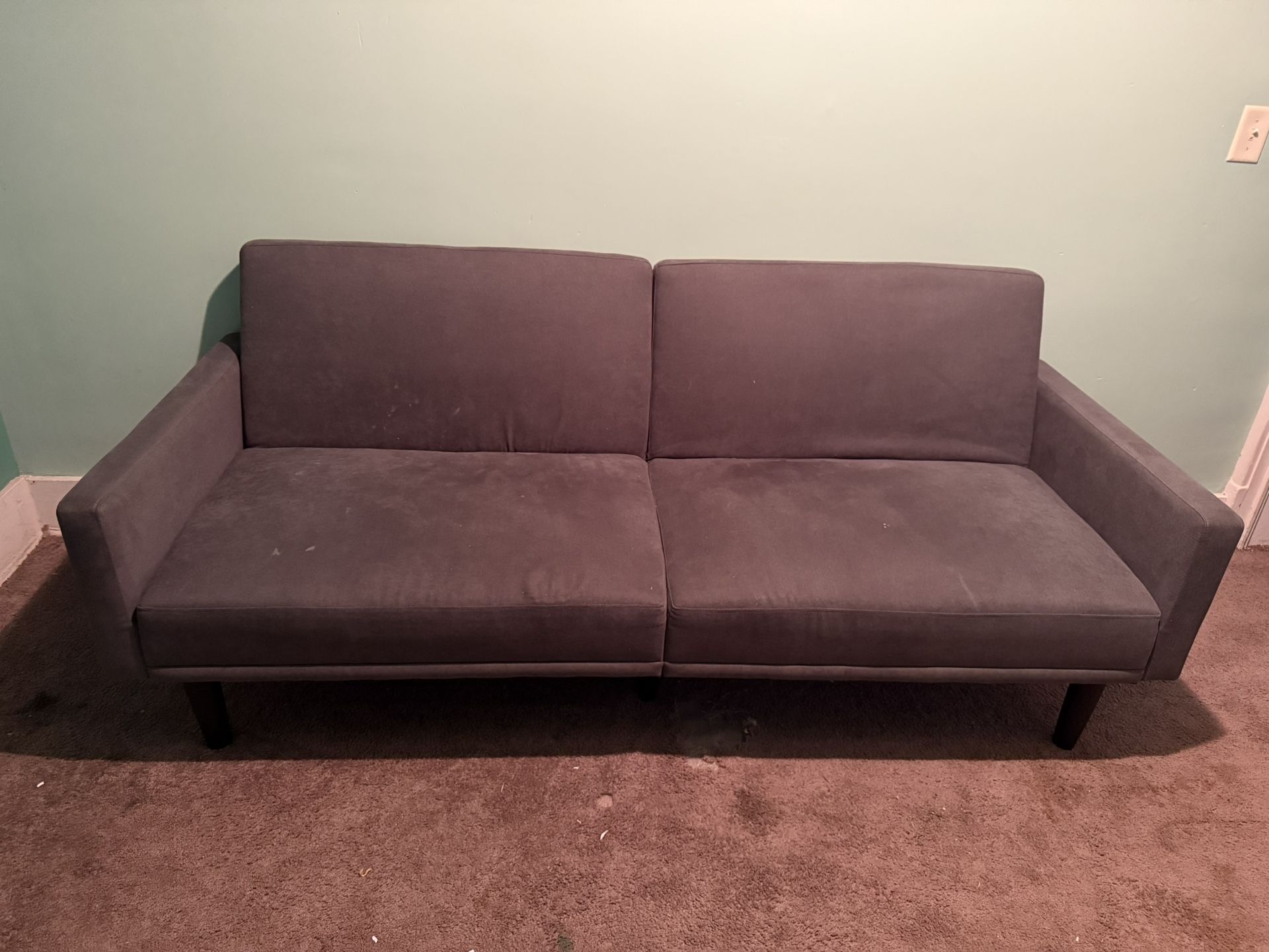 Room Essentials Futon Sofa with Arms – Gray Sleeper Sofa