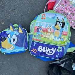 blue backpack and lunch box 