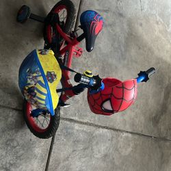 Bicycle With Training Wheels And Helmet