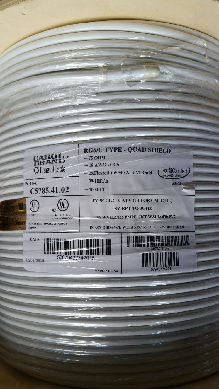 Cable wire 1000 feet roll rg 6