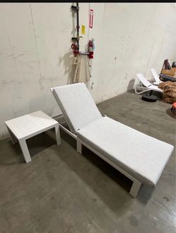 New Aluminum Outdoor Patio Pool Chaise Lounge Chair Adjustable w/ Side Table