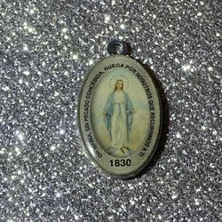 Religious Medal Pendant - "Oh Mary, Sin Pecado Concedida"