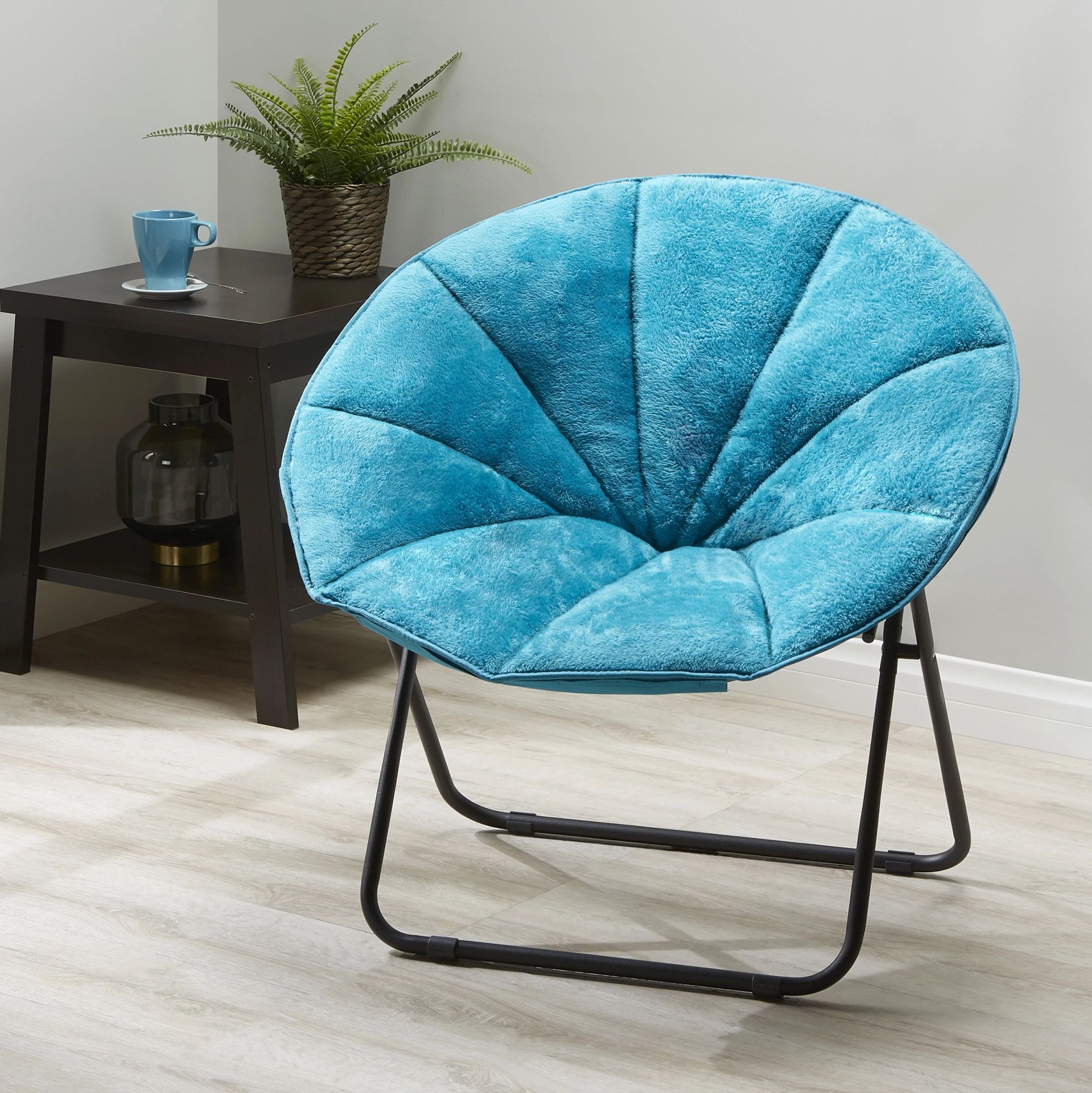Mainstays Plush Saucer Chair, Blue Blue - 30in W*26.4in D*28in H