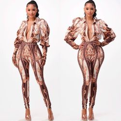 Champagne Mami Pants Set (Mocha/Cream)