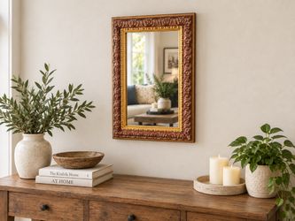 Ornate Wood Framed Wall Mirror