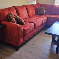 BEAUTIFUL Red Sectional & TABLES
