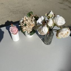 Set Of Flowers And Vases