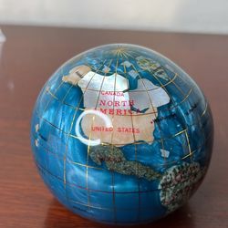 3” Stone Inlay Earth Paperweight World Map Desk Decor Felt Bottom