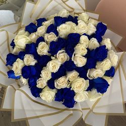 Fresh Blue And White Roses 💙🌹💙 100 Fresh Roses 😊😍🦋
