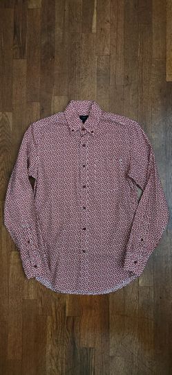 J. Crew Men's Red Mini Flower Print Button Down Shirt (Size: XS)