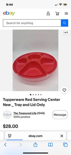 Tupperware Red Serving Center Tray with Lid