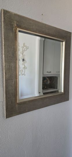 Beaded square mirror 33" x 33"