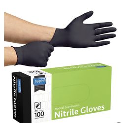 Inspire Black Nitrile Disposable Gloves – Medium (100 Count)